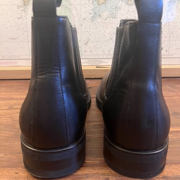 Massimo Dutti Mens Black Leather Stretch Ankle Boot EU 40